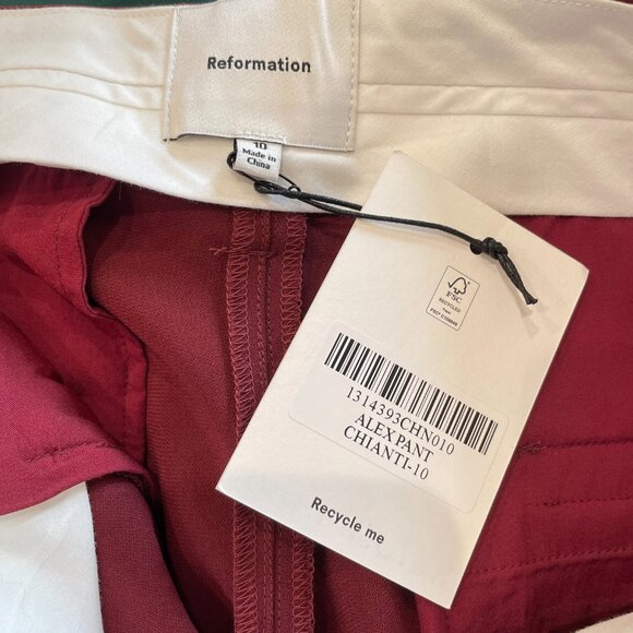 Last Chance! New Reformation Alex Wide Leg Trouser Chianti Red 10-12 fit $198 - Picture 5 of 7